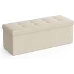 SONGMICS Taburet pliabil cu sezut moale, spatiu de depozitare 131litri, maxim 300kg, 110x38x38cm, crem Household NewTrend