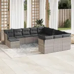 Set canapele de grădină cu perne, 12piese gri deschis poliratan GartenMobel Dekor