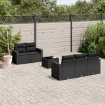Set mobilier de grădină cu perne, 6 piese, negru, poliratan GartenMobel Dekor