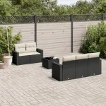 Set mobilier de grădină cu perne, 6 piese, negru, poliratan GartenMobel Dekor