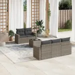Set mobilier grădină cu perne, 6 piese, gri, poliratan GartenMobel Dekor