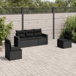 Set mobilier de grădină cu perne, 5 piese, negru, poliratan GartenMobel Dekor