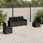 Set mobilier de grădină cu perne, 5 piese, negru, poliratan GartenMobel Dekor