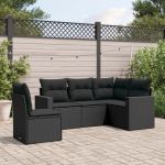 Set mobilier de grădină cu perne, 5 piese, negru, poliratan GartenMobel Dekor