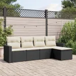 Set mobilier de grădină cu perne, 5 piese, negru, poliratan GartenMobel Dekor