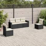 Set mobilier de grădină cu perne, 5 piese, negru, poliratan GartenMobel Dekor