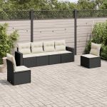Set mobilier de grădină cu perne, 6 piese, negru, poliratan GartenMobel Dekor