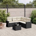 Set mobilier de grădină cu perne, 6 piese, negru, poliratan GartenMobel Dekor