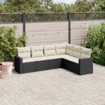 Set mobilier de grădină cu perne, 6 piese, negru, poliratan GartenMobel Dekor