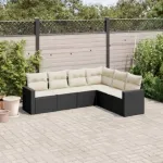 Set mobilier de grădină cu perne, 6 piese, negru, poliratan GartenMobel Dekor