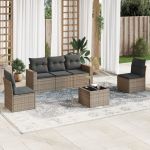 Set mobilier grădină cu perne, 6 piese, gri, poliratan GartenMobel Dekor