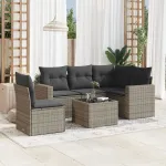 Set mobilier grădină cu perne, 6 piese, gri, poliratan GartenMobel Dekor