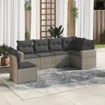 Set mobilier grădină cu perne, 6 piese, gri, poliratan GartenMobel Dekor