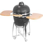 Grătar ceramic Kamado Egg 21 inch, Ø 46,7 cm, negru, cu suport și roți
