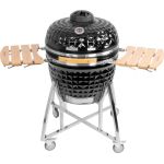 Grătar ceramic Kamado Egg 26 inch, negru, cu suport și roți