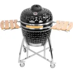 Grătar ceramic Kamado Egg 26 inch, negru, cu suport și roți