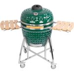 Grătar ceramic Kamado Egg 26 inch verde, cu suport și roți