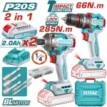 Kit combo TOTAL 20V brushless cu bormasina si insurubator impact
