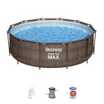 Piscină supraterană Bestway Steel Pro MAX 366x100 cm, ratan, cu filtru și scară