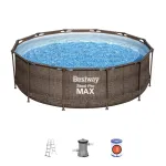 Piscină supraterană Bestway Steel Pro MAX 366x100 cm, ratan, cu filtru și scară