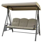 Leagăn de grădină Dubai, 3 locuri, max. 250 kg, bej, cu acoperiș reglabil