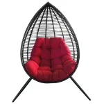 Fotoliu tip ou Canoona din poliratan, negru-rosu, max. 120 kg