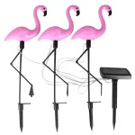 Set 3 lampi solare decorative Flamingo LED pentru gradina, 52 cm