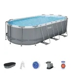 Piscină supraterană Bestway Power Steel cu filtru, scară și prelată 549x274x122 cm