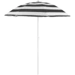 Umbrelă de plajă DALIA 180 cm, inclinabilă, alb-negru