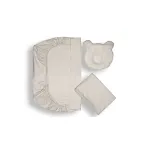 Set lenjerie patut bebe 60x120 cm cu pernuta ergonomica, bumbac egiptean, gri deschis