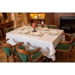 Set 2 fete de masa damasc Somnart 150x180 cm, 100% bumbac, albe