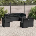 Set mobilier de grădină cu perne, 8 piese, negru, poliratan GartenMobel Dekor