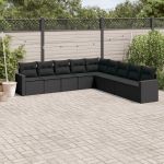 Set mobilier de grădină cu perne, 9 piese, negru, poliratan GartenMobel Dekor