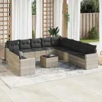 Set canapele de grădină cu perne, 12piese gri deschis poliratan GartenMobel Dekor