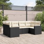 Set mobilier de grădină cu perne, 6 piese, negru, poliratan GartenMobel Dekor