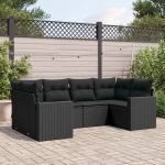 Set mobilier de grădină cu perne, 6 piese, negru, poliratan GartenMobel Dekor