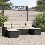 Set mobilier de grădină cu perne, 6 piese, negru, poliratan GartenMobel Dekor