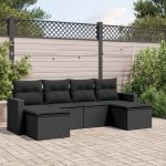 Set mobilier de grădină cu perne, 6 piese, negru, poliratan GartenMobel Dekor