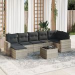 Set mobilier de grădină cu perne, 8 piese gri deschis poliratan GartenMobel Dekor