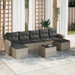Set mobilier de grădină cu perne, 8 piese gri deschis poliratan GartenMobel Dekor
