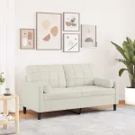 Canapea cu 2 locuri cu pernuțe, crem, 140 cm, catifea GartenMobel Dekor