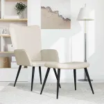 Scaun de relaxare cu taburet, alb crem, catifea GartenMobel Dekor