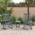 Scaune balansoare 2 buc. cu masă pliabilă, gri, lemn masiv plop GartenMobel Dekor