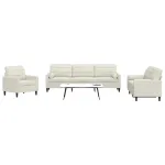 Set de canapele cu perne/rulouri, 3 piese, crem, catifea GartenMobel Dekor