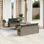 Set mobilier grădină cu perne, 6 piese, gri, poliratan GartenMobel Dekor
