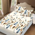 Husă de pat finet cu elastic 160x200 + 2 fețe pernă, Pene colorate