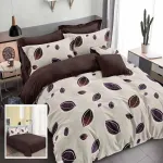 Lenjerie de pat finet 6 piese, maro-crem, pentru pat dublu, 200x230