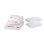 Set pilota 200x220 cm cu 2 perne 50x70 Somnart Confort, microfibra alba