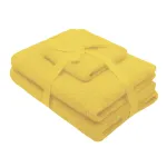 Set prosoape baie 3 piese galben 500 GSM din bumbac SomnArt