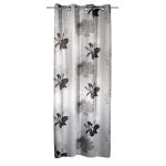 Draperie blackout gri cu inele Vegas, model floral, 135 x 245 cm